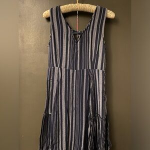 Navy Striped Sleeveless Dress